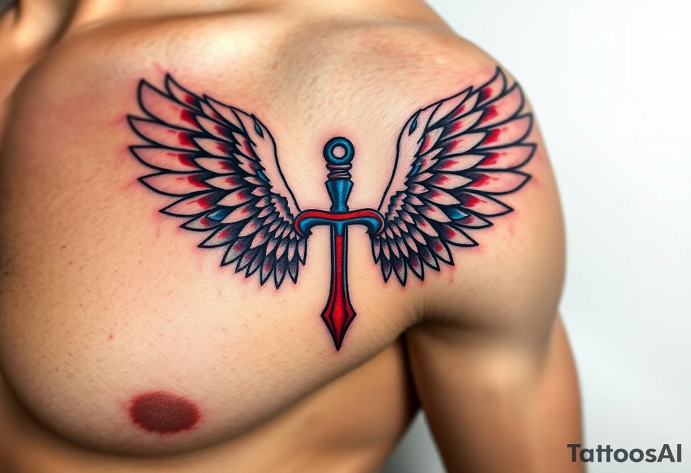 Angel Wings in the Shape of an Ankh (only red , blue and black are possible colors) tattoo idea