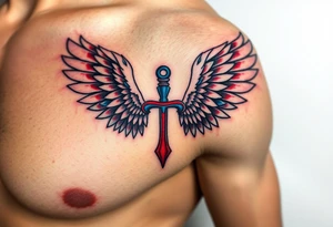 Angel Wings in the Shape of an Ankh (only red , blue and black are possible colors) tattoo idea