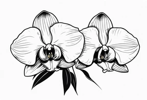 Orquídea olho de boca com flores da primavera tattoo idea