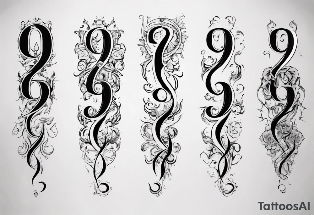 number 9 upside down and right side up connected in the middle. Tall and thin tattoo idea number 9 upside down and right side up connected in the middle. Tall and thin tattoo idea
