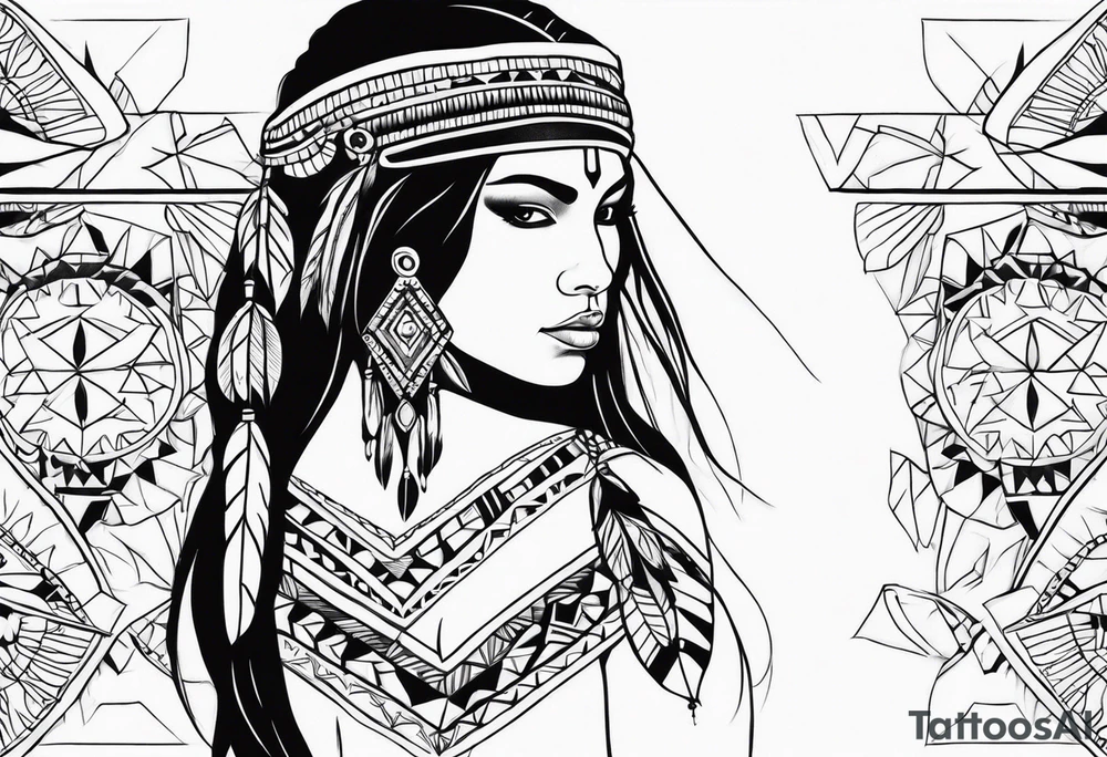 Entire body Native American woman tattoo idea
