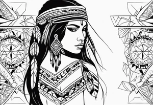 Entire body Native American woman tattoo idea
