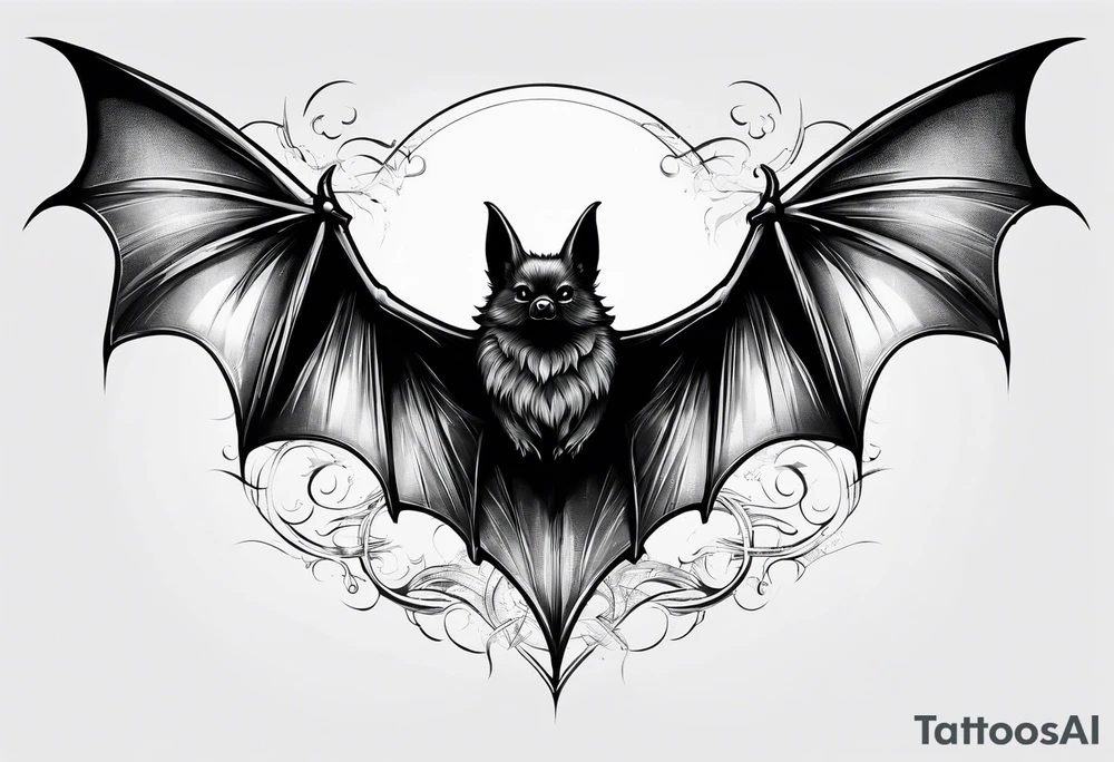 Flying bat tattoo idea