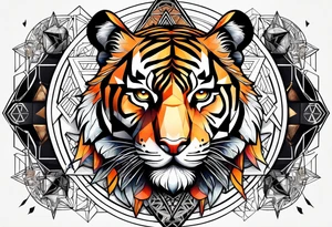Tiger with sacred geometry and shapes tattoo idea