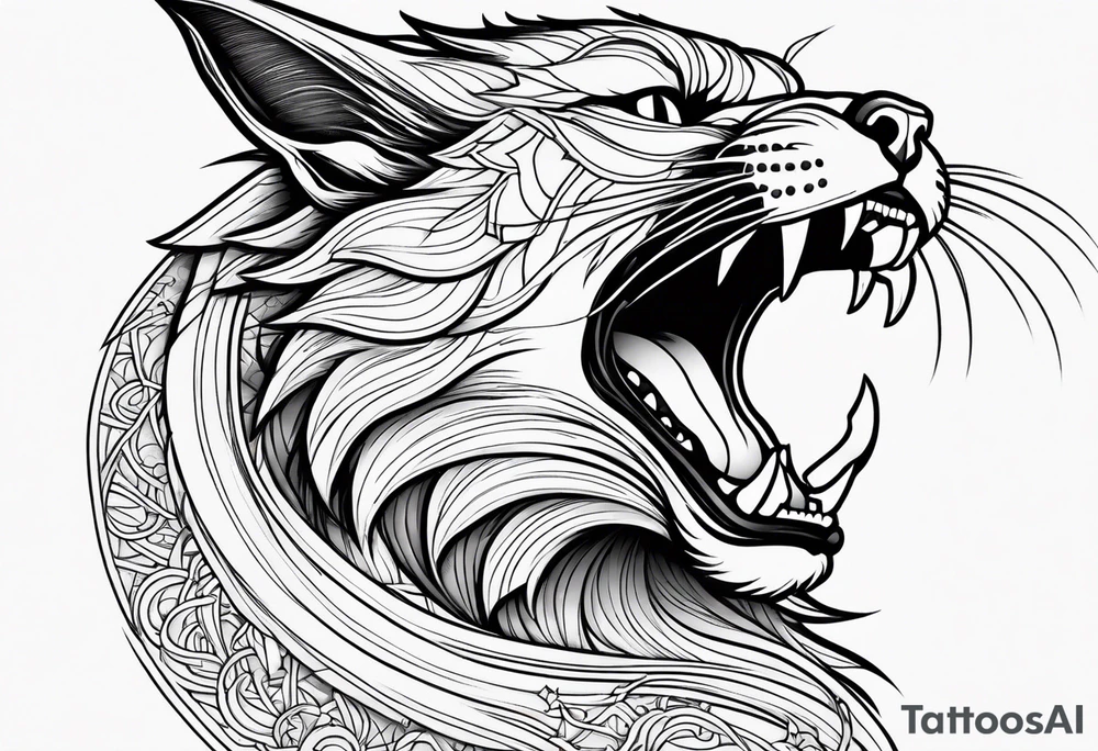 Powerful Himalayan smoosh face cat that looks like a dragon roaring tattoo idea