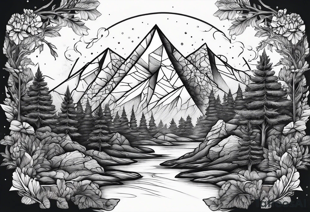 triangle trees mountain tattoo idea