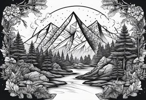 triangle trees mountain tattoo idea