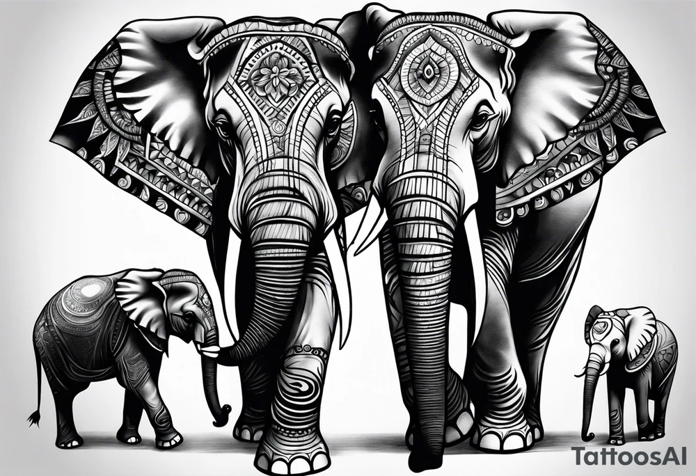 Family elephant tattoo idea