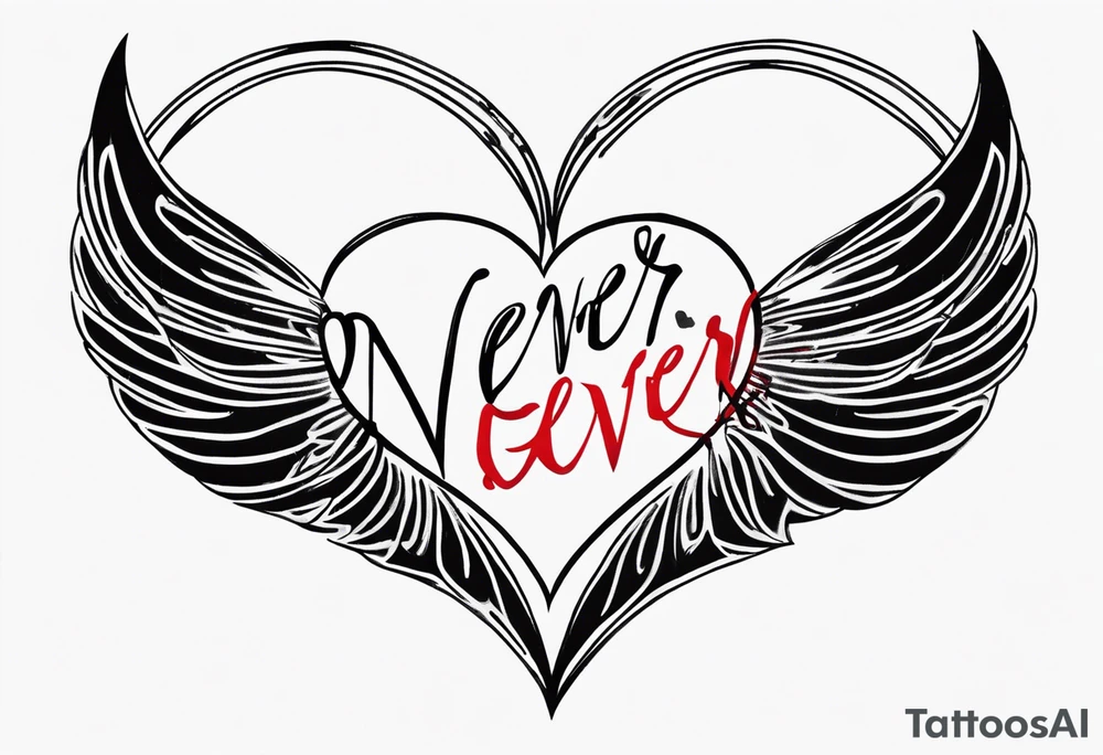 Broken Heart that says Never Say Never tattoo idea