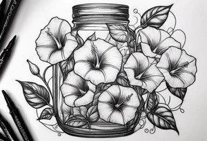 Morning glories in a jar tattoo idea