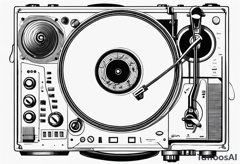 Recordplayer finline art minimalistic 2D tattoo idea