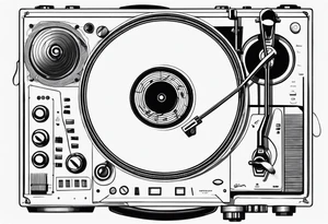 Recordplayer finline art minimalistic 2D tattoo idea