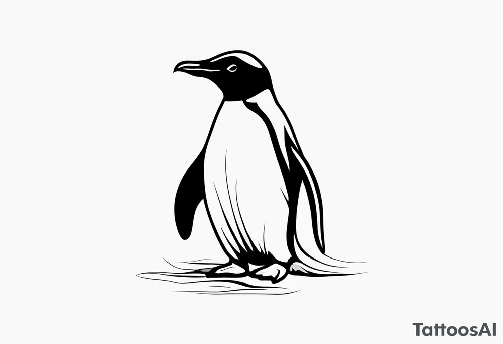 single line penguin tattoo idea