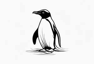 single line penguin tattoo idea