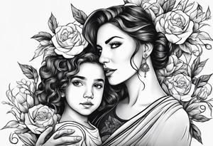 Mom and son , herts and flowers tattoo idea