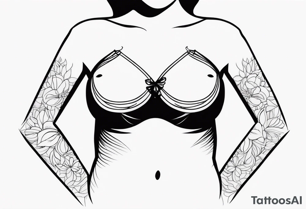 Center breast tattoo signifying struggle with miracles tattoo idea