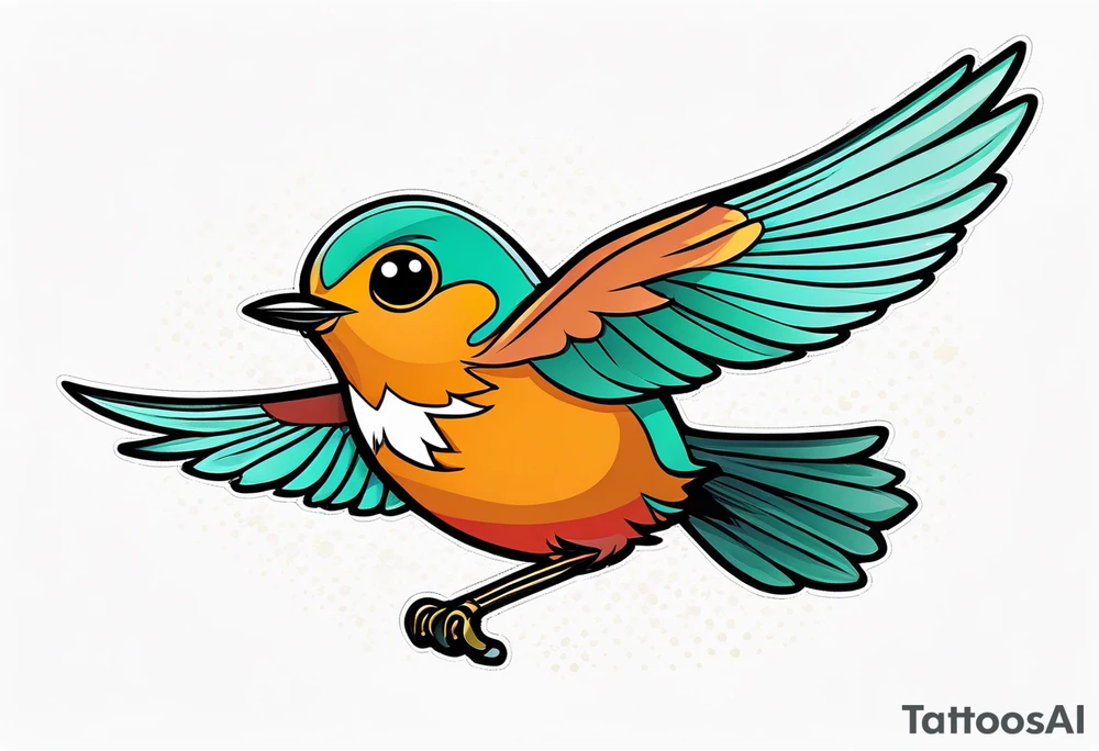 Cute robin flying tattoo idea