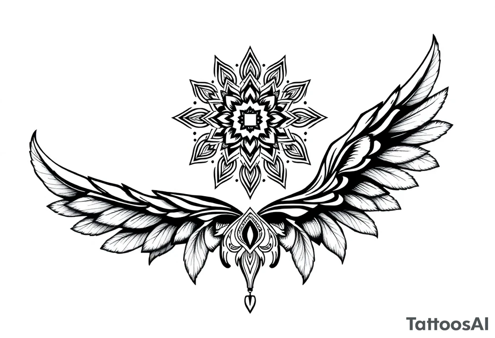 spiritual feathers ornamental mandala indian shaman rune tattoo idea