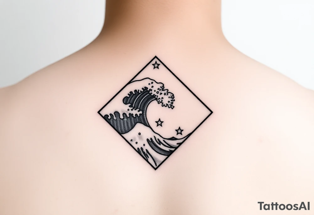 A powerful wave with stars inside of a diamond tattoo idea A powerful wave with stars inside of a diamond tattoo idea