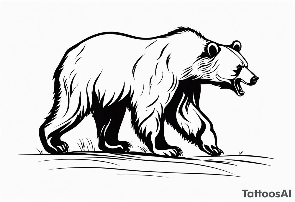 a bear which look at his right, in an attack position. tattoo idea a bear which look at his right, in an attack position. tattoo idea