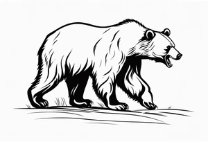 a bear which look at his right, in an attack position. tattoo idea