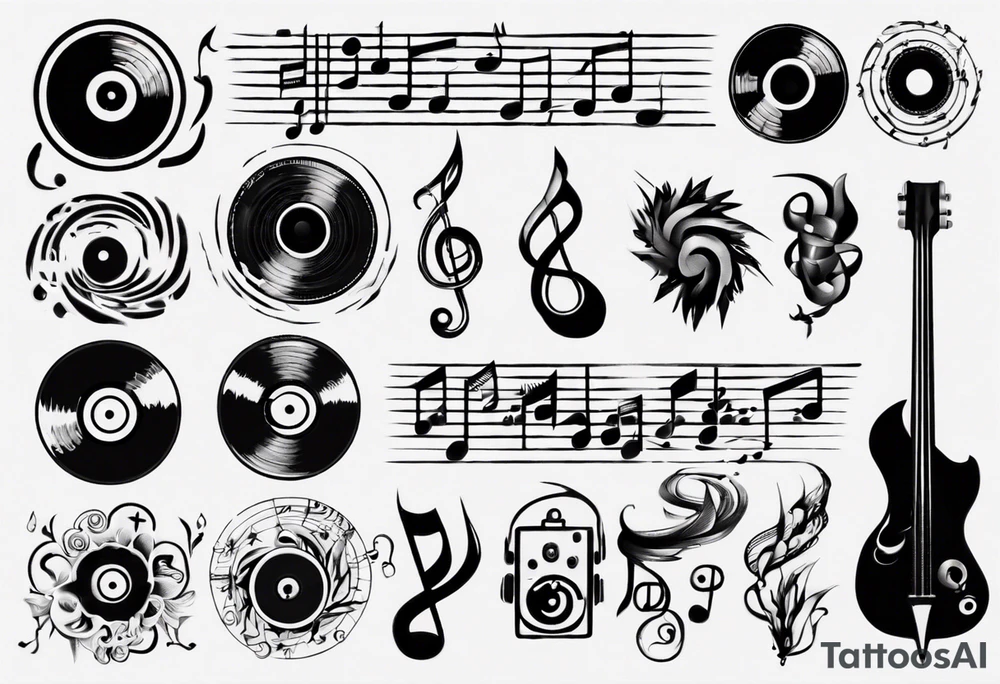 sound music vinyl tattoo idea