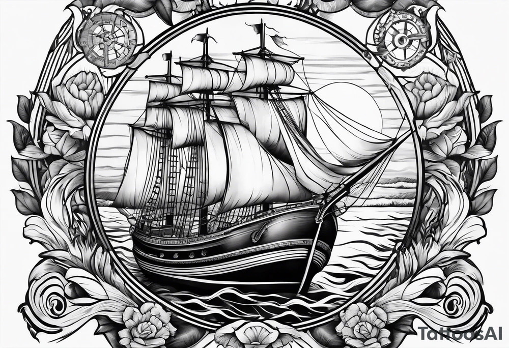 full sleeve nautical tattoo idea