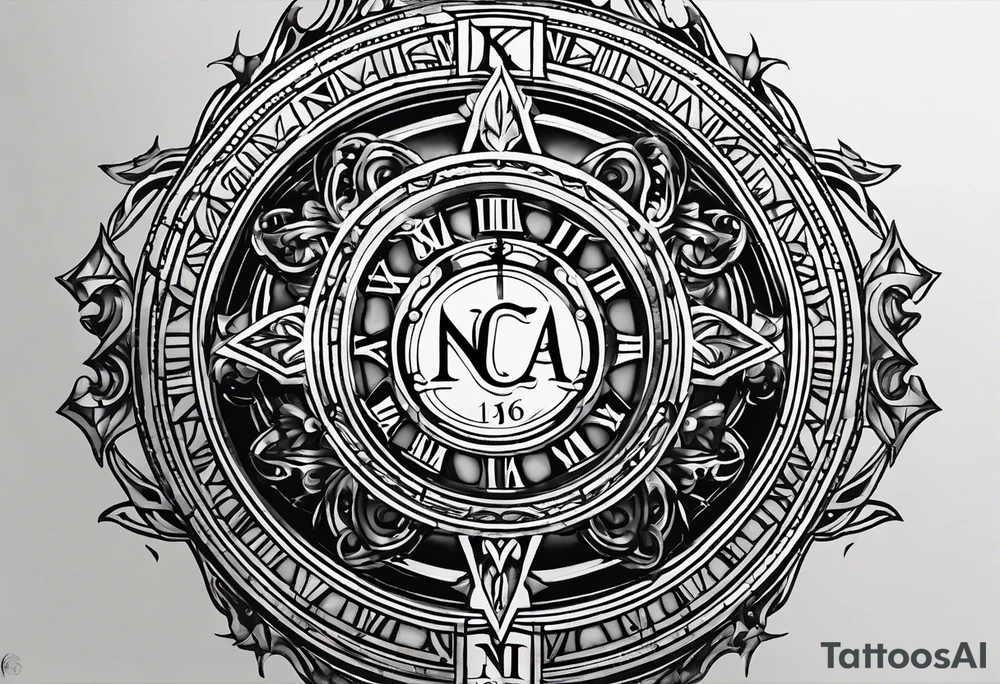 Initials NCA with roman numerals 9-15-16 tattoo idea Initials NCA with roman numerals 9-15-16 tattoo idea