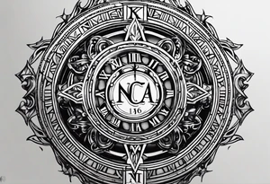 Initials NCA with roman numerals 9-15-16 tattoo idea