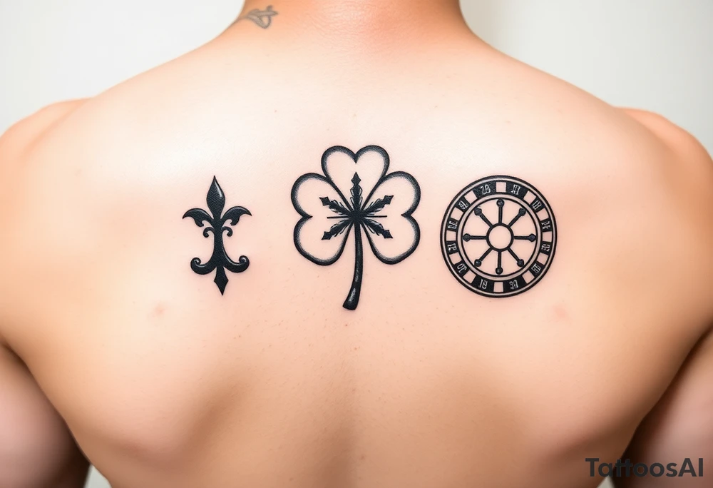 Small tattoo relating to gambling to cover up an existing tattoo which is probably the size of a thumb nail. 4 leaf clover? 1 leaf clover? Blackjack? Roulette? tattoo idea