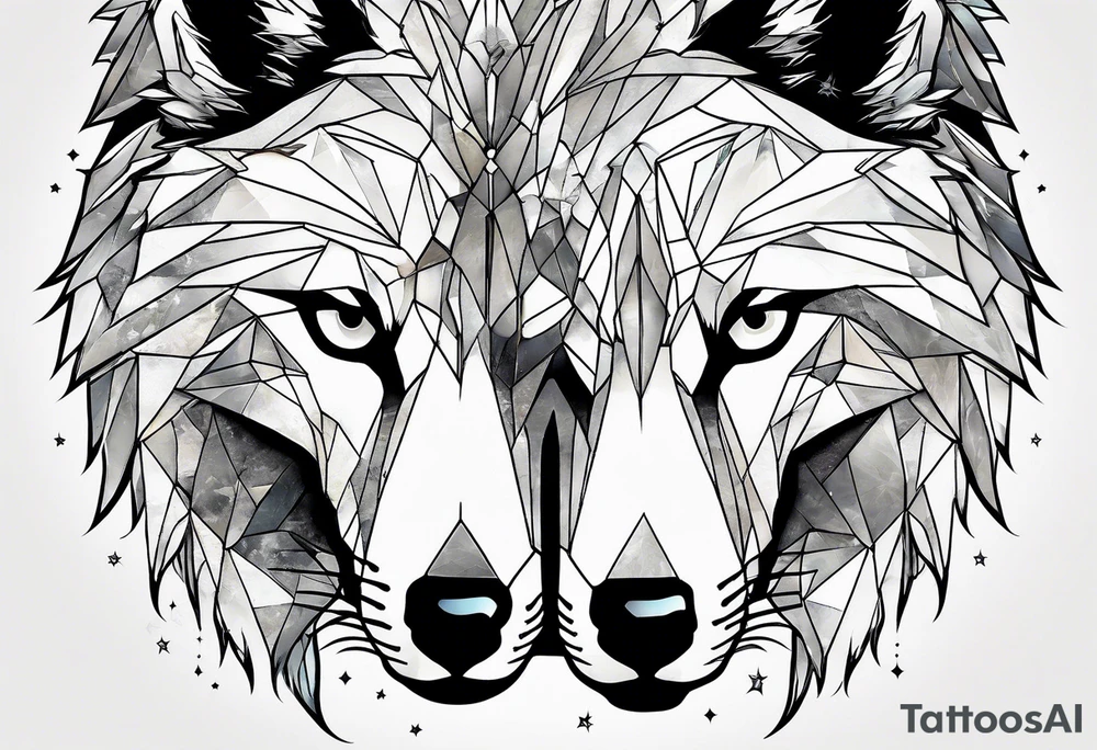 Constellation, two animal wolf, géométric tattoo idea