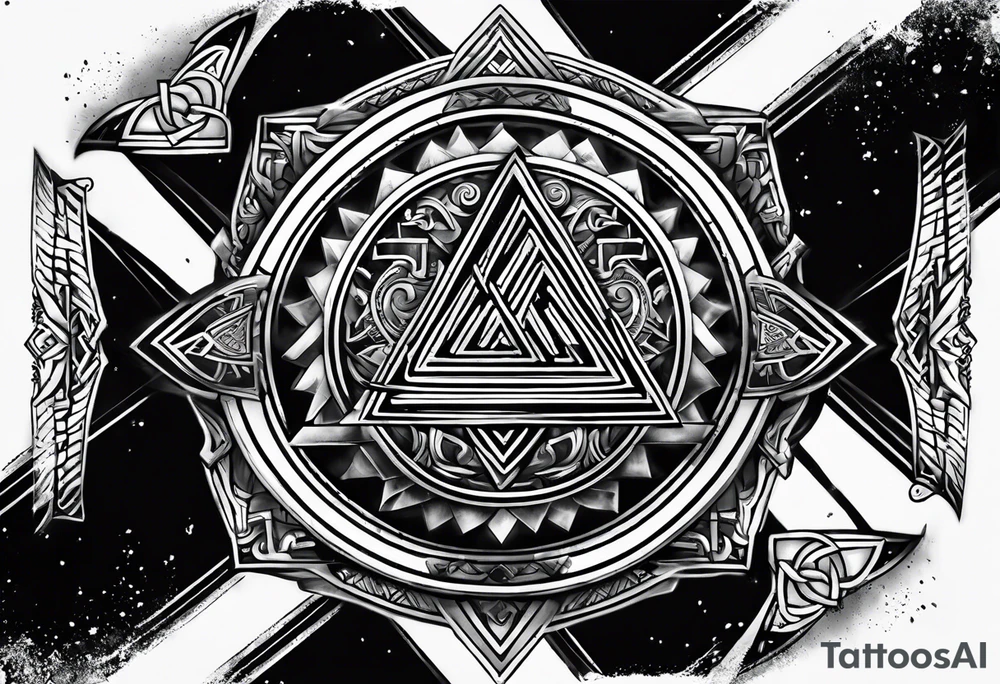 Valhalla shield valknut axe steps tattoo idea Valhalla shield valknut axe steps tattoo idea
