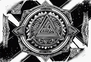 Valhalla shield valknut axe steps tattoo idea