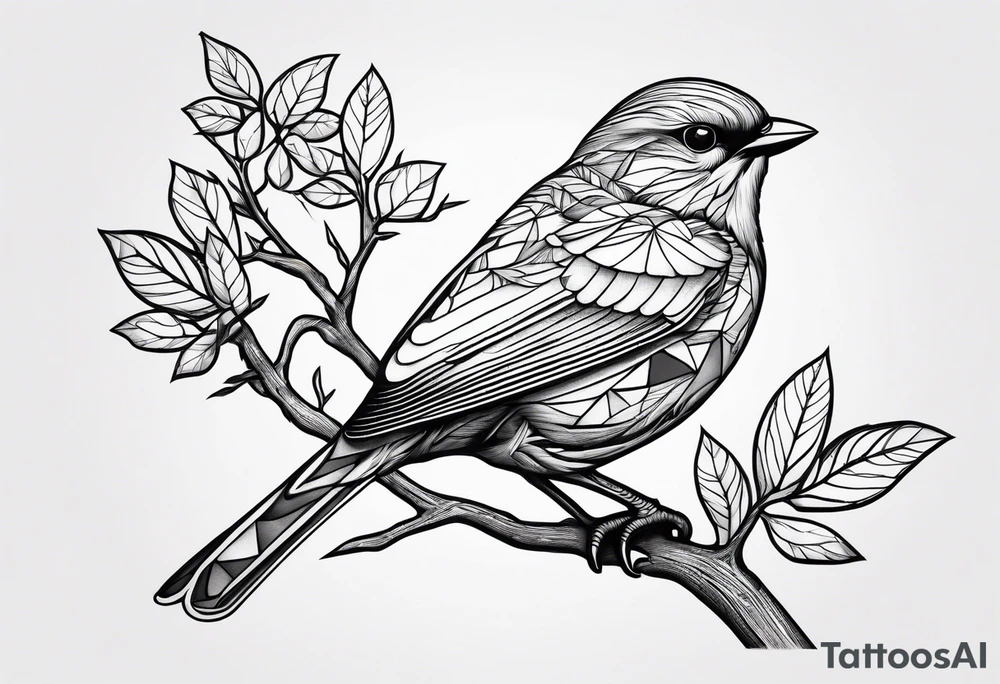 Bird oak tattoo idea