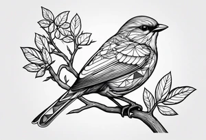 Bird oak tattoo idea