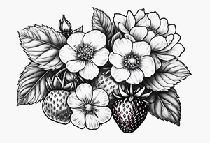 Strawberry and raspberries mixed with flowers tattoo tattoo idea