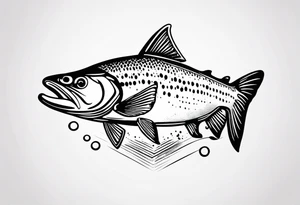 "A small tattoo featuring a lovestruck trout as the main theme, drawn without lines, using only color combinations." tattoo idea