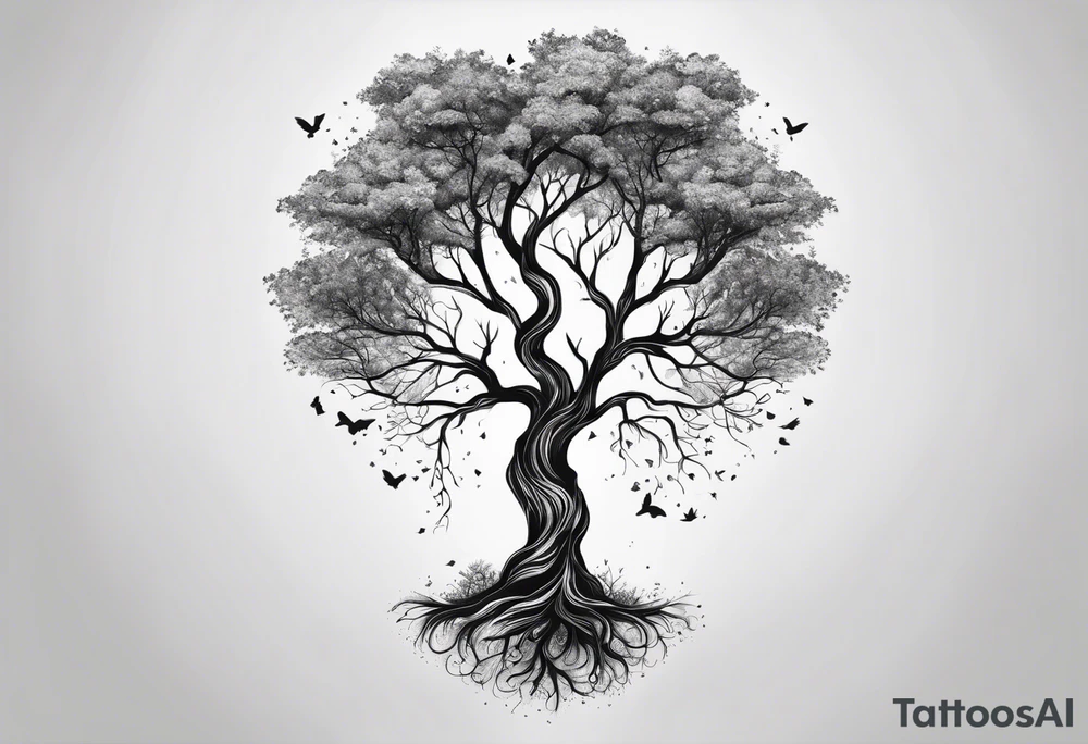 tree in the shape of a hand tattoo idea