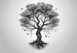 tree in the shape of a hand tattoo idea