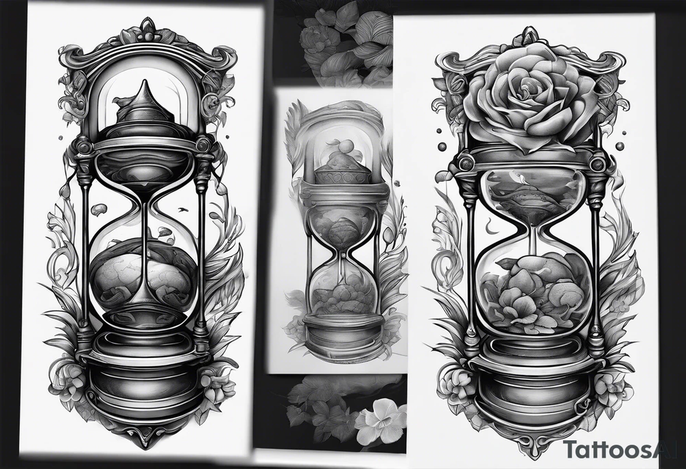 Sagittal brain inside hourglass tattoo idea