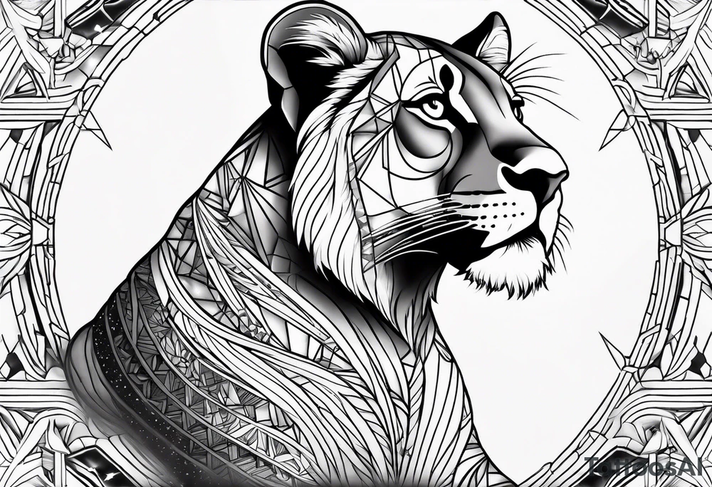 Simba sitting and looking at stars tattoo idea