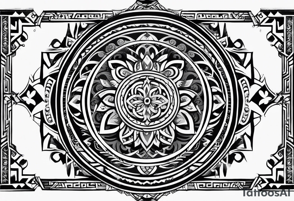men's tribal simple ornamental slavic tattoo with black 4cm wide armband tattoo idea