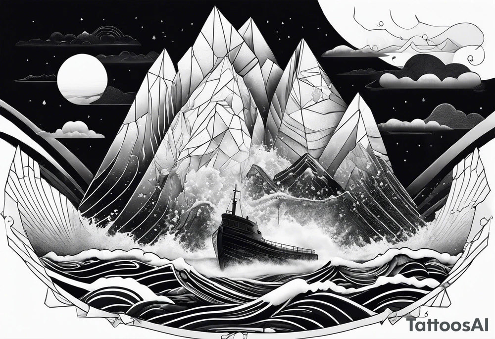 geometric iceberg with a man swimming tattoo idea geometric iceberg with a man swimming tattoo idea