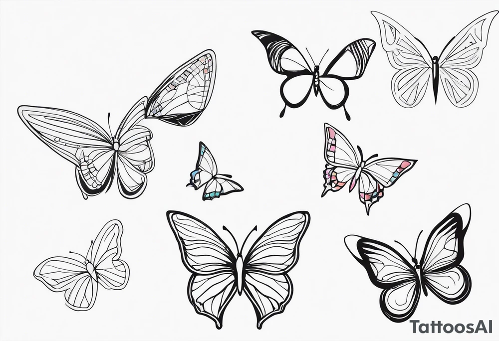 3 fine line butterflies tattoo idea