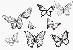 3 fine line butterflies tattoo idea