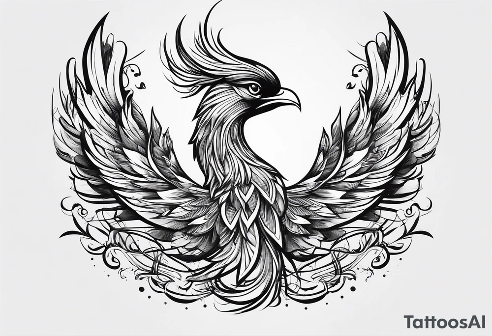 phoenix  minimaliste. trait de crayon. tattoo idea
