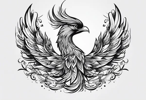phoenix  minimaliste. trait de crayon. tattoo idea