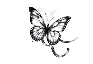 ethereal butterfly with flowing silk ribbons in moonlight tattoo idea