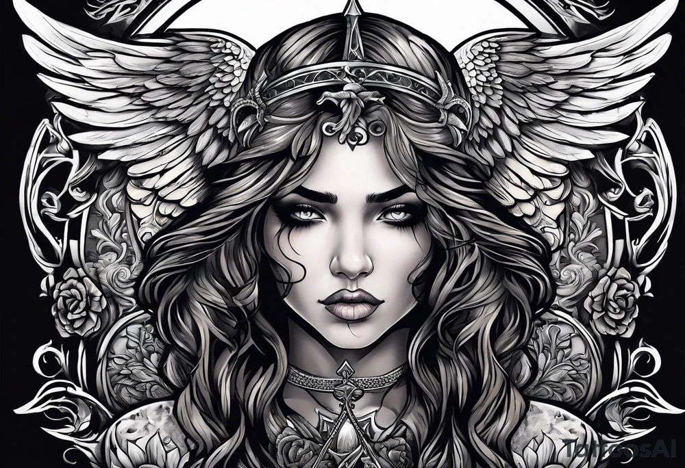 portrait of the biblical angel of death tattoo idea