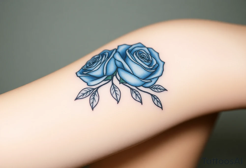 Blue, 2 roses, 2 candles tattoo idea